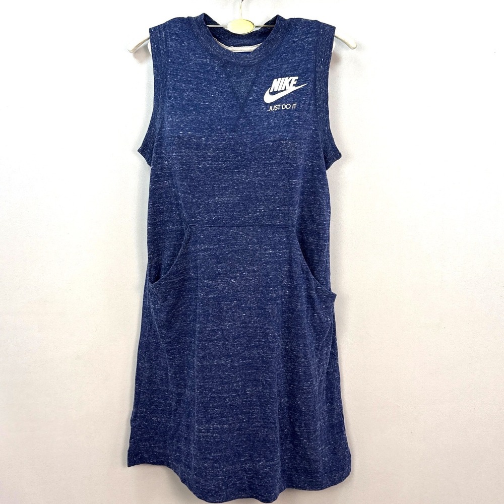 Nike Womens Sportswear Gym Vintage Blue Heathered Sleeveless Dress Small